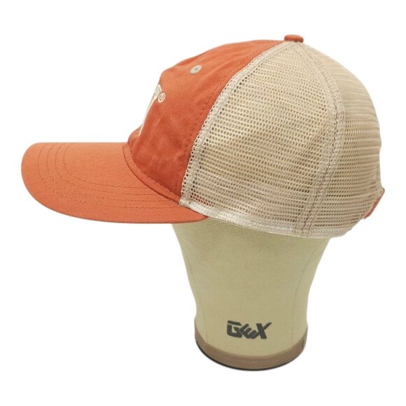 CAT Equipment Embroidered Mesh Strapback Cap Trucker Baseball Hat Orange Tan - Picture 11 of 14